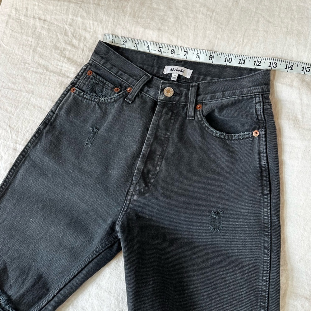 Re/Done High Rise Loose Jeans Washed Black with Rips Size 26 - Picture 8 of 11